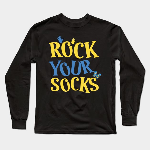 Cooler World Down Syndrome Day, Rock Your Socks Groovy Long Sleeve T-Shirt by KRMOSH